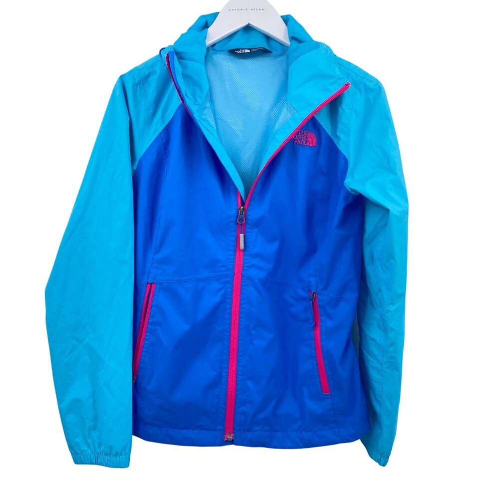 The North Face women's water proof rain mac size XS blue pink color block